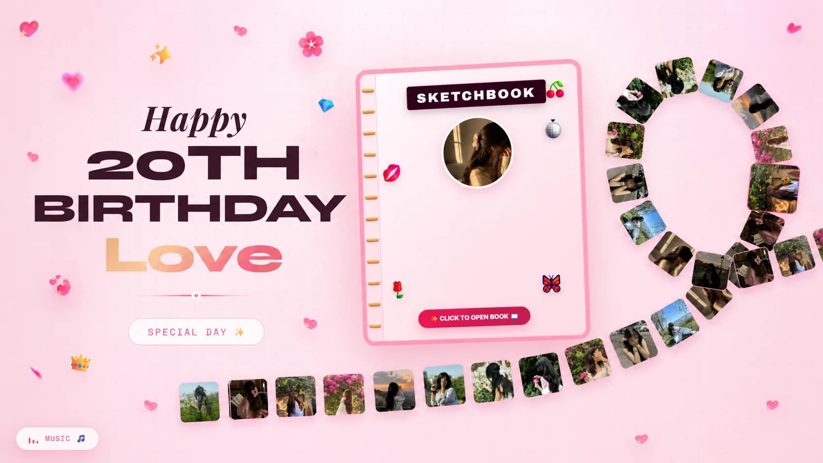 Interactive Luxury Birthday Desktop View